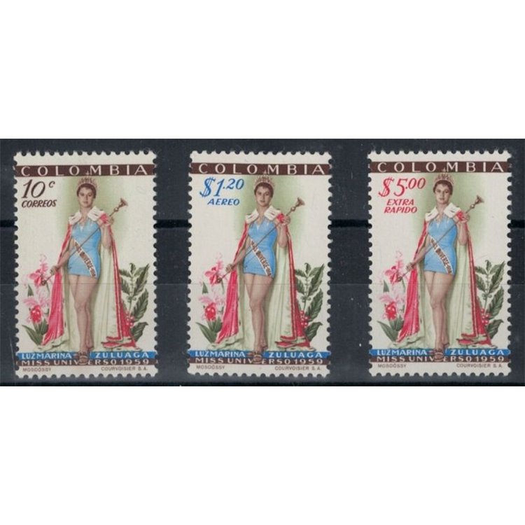 COLOMBIA 1959 Miss Universo 3v MNH**