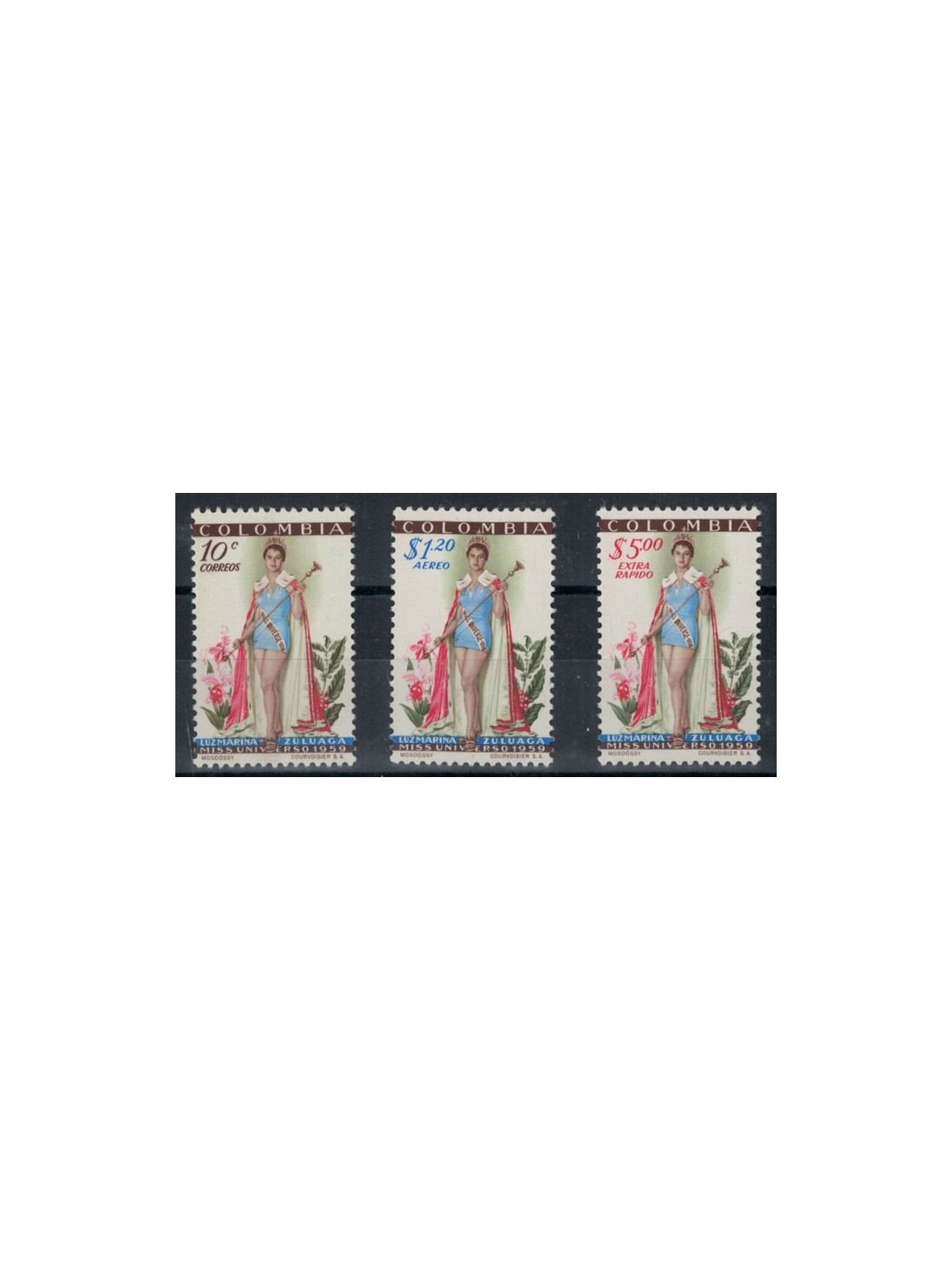 COLOMBIA 1959 Miss Universo 3v MNH**