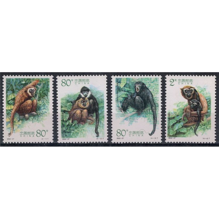 CINA 2002 Fauna, scimmie 4v MNH**