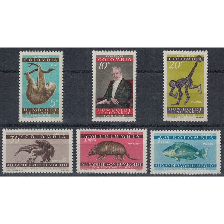COLOMBIA 1960 Alexander von Humboldt 6v MNH**
