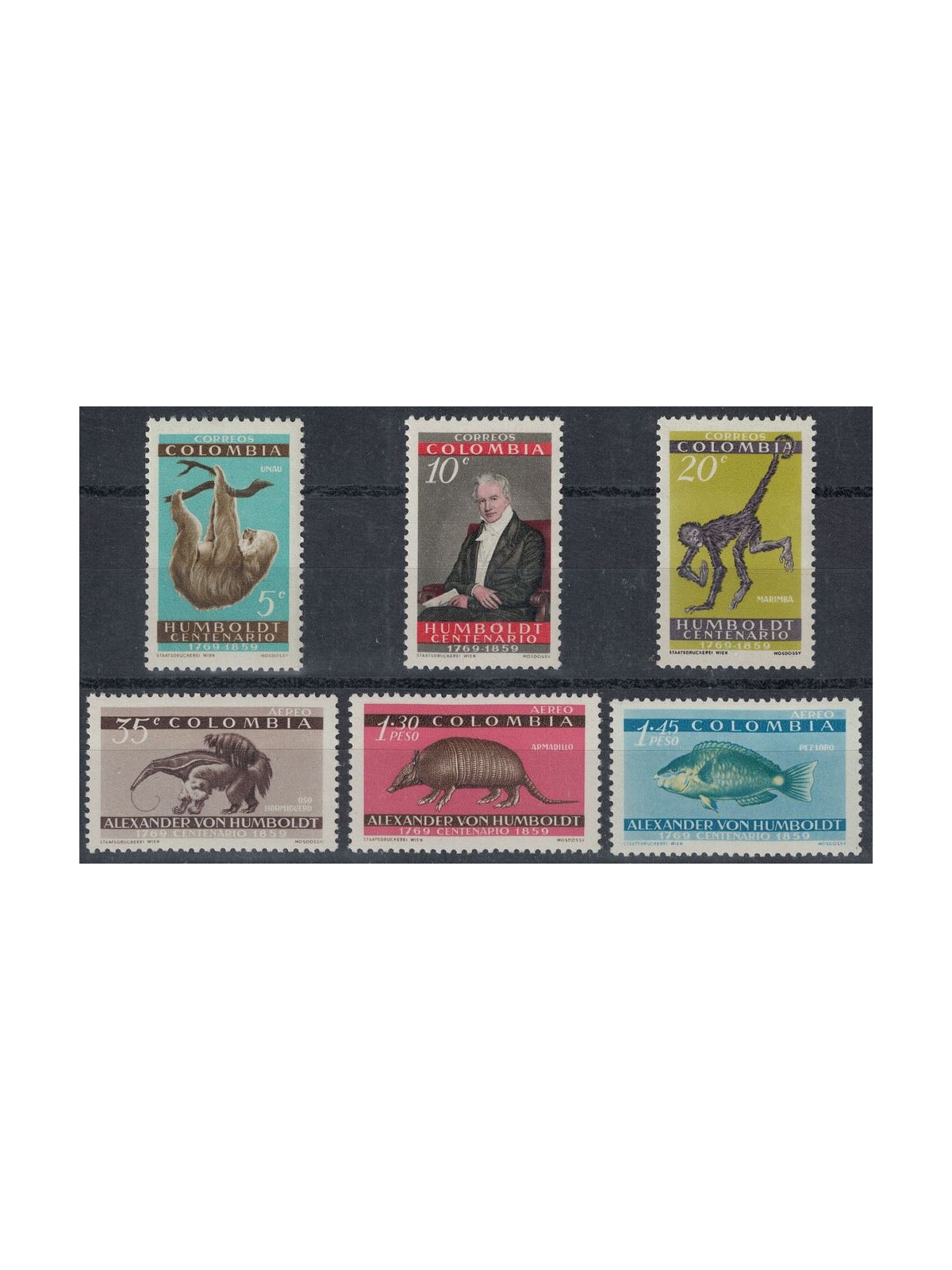 COLOMBIA 1960 Alexander von Humboldt 6v MNH**