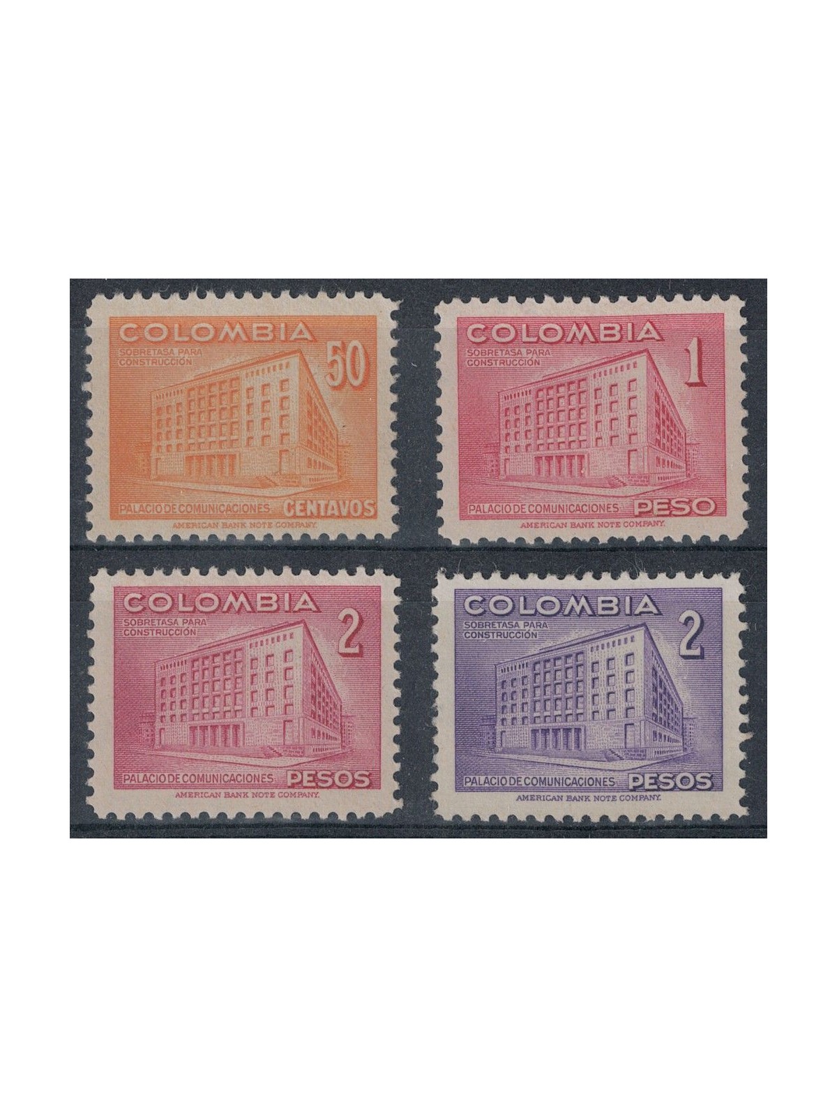 COLOMBIA 1952 Hotel delle Poste 4v MNH**