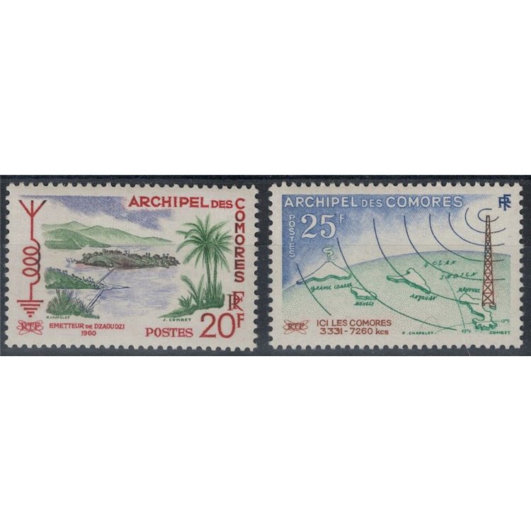 COMORES 1960 Radio broadcast 2v MNH**