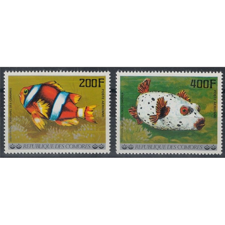 COMOROS 1977 Fish, airmail 2v MNH**
