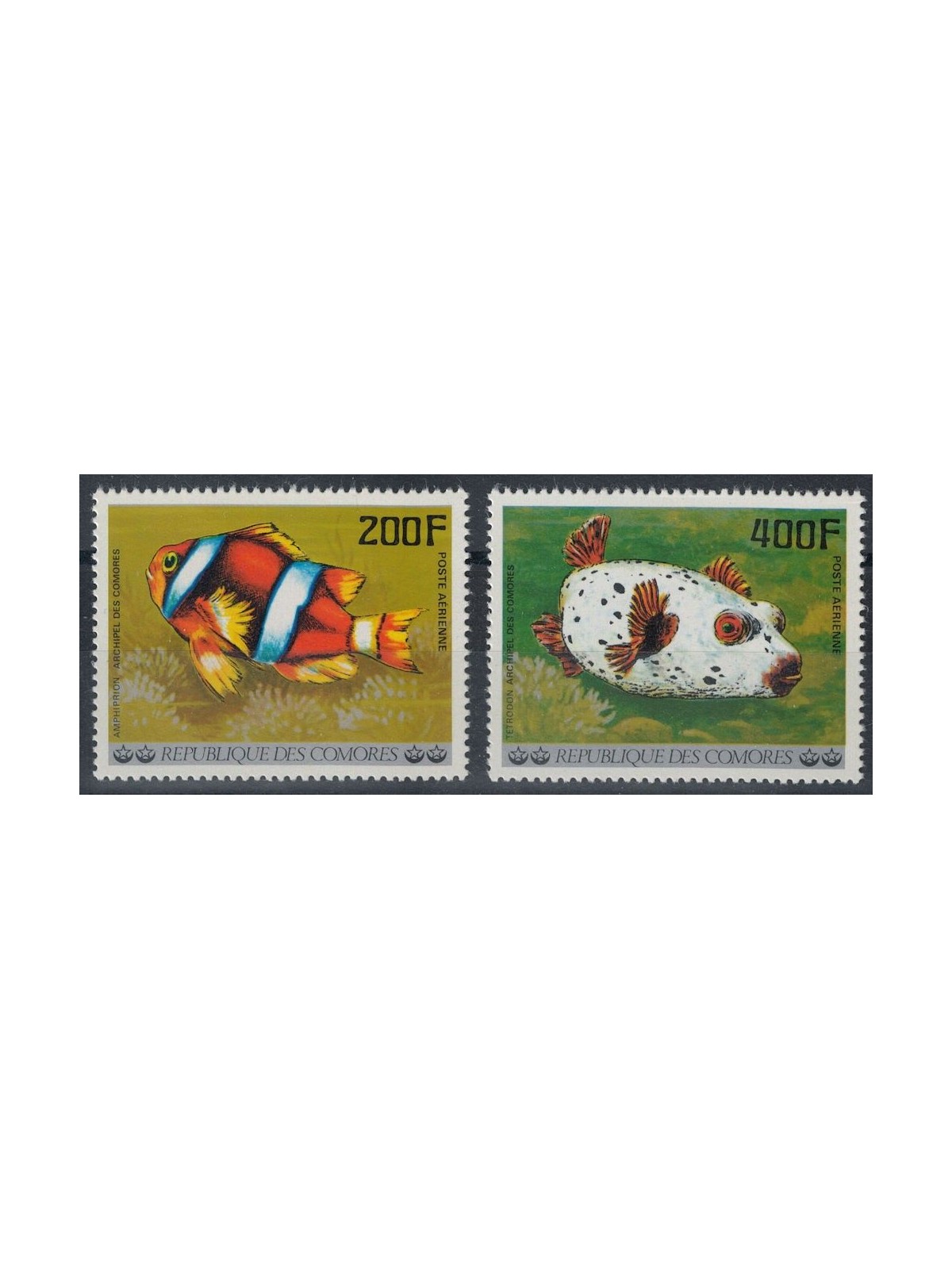 COMOROS 1977 Fish, airmail 2v MNH**