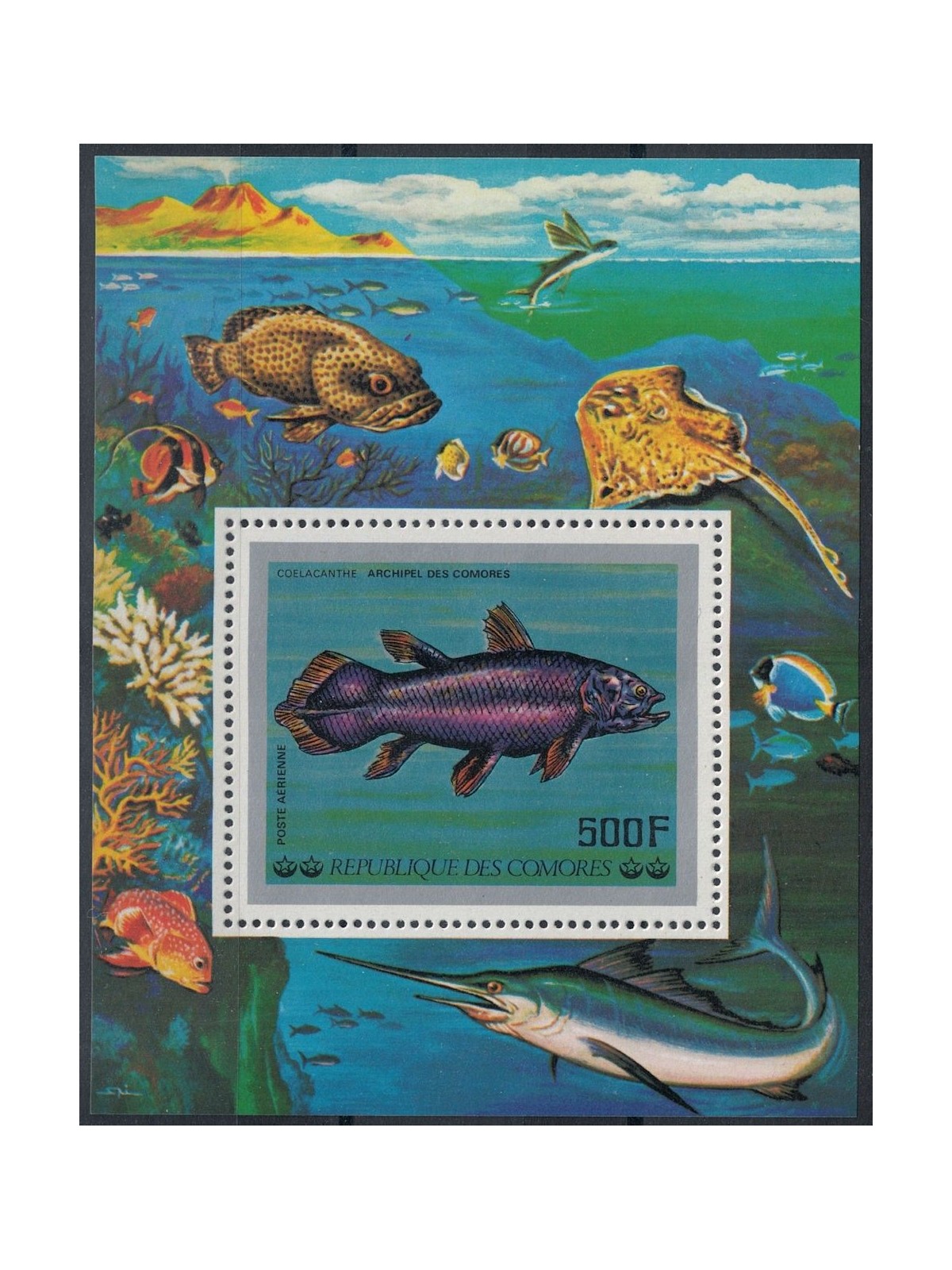 COMOROS 1977 Fish, Airmail s/s MNH**