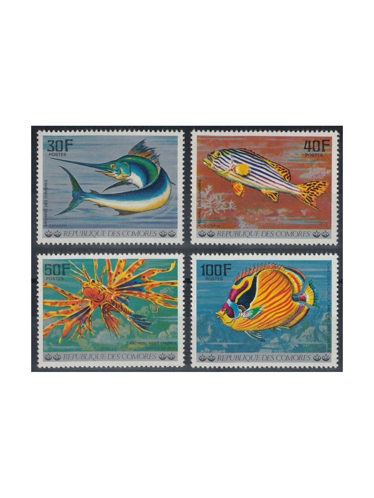 COMOROS 1977 Fish 4v MNH**