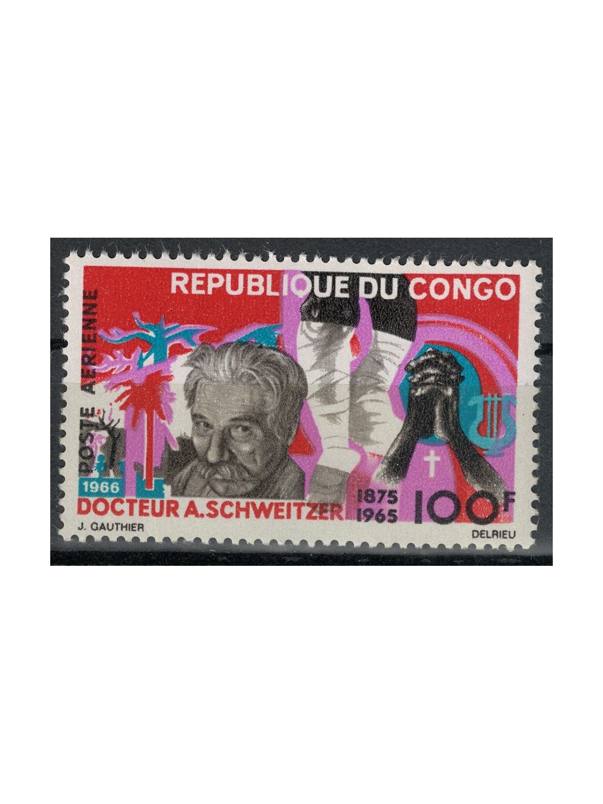 CONGO (BRAZZAVILLE) 1966 Albert Schweitzer, posta aerea MNH**