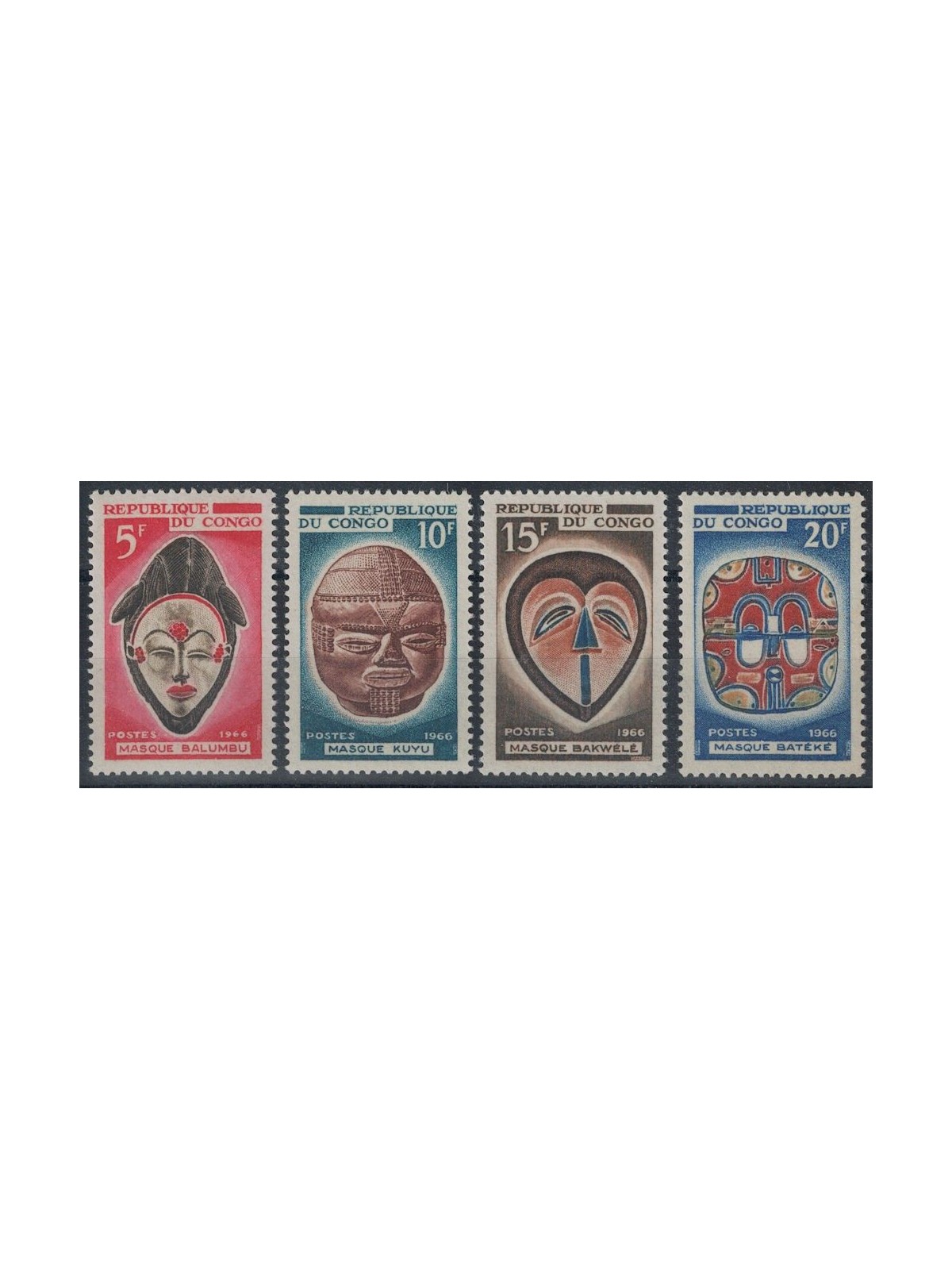 CONGO (BRAZZAVILLE) 1966 Masks 4v MNH**