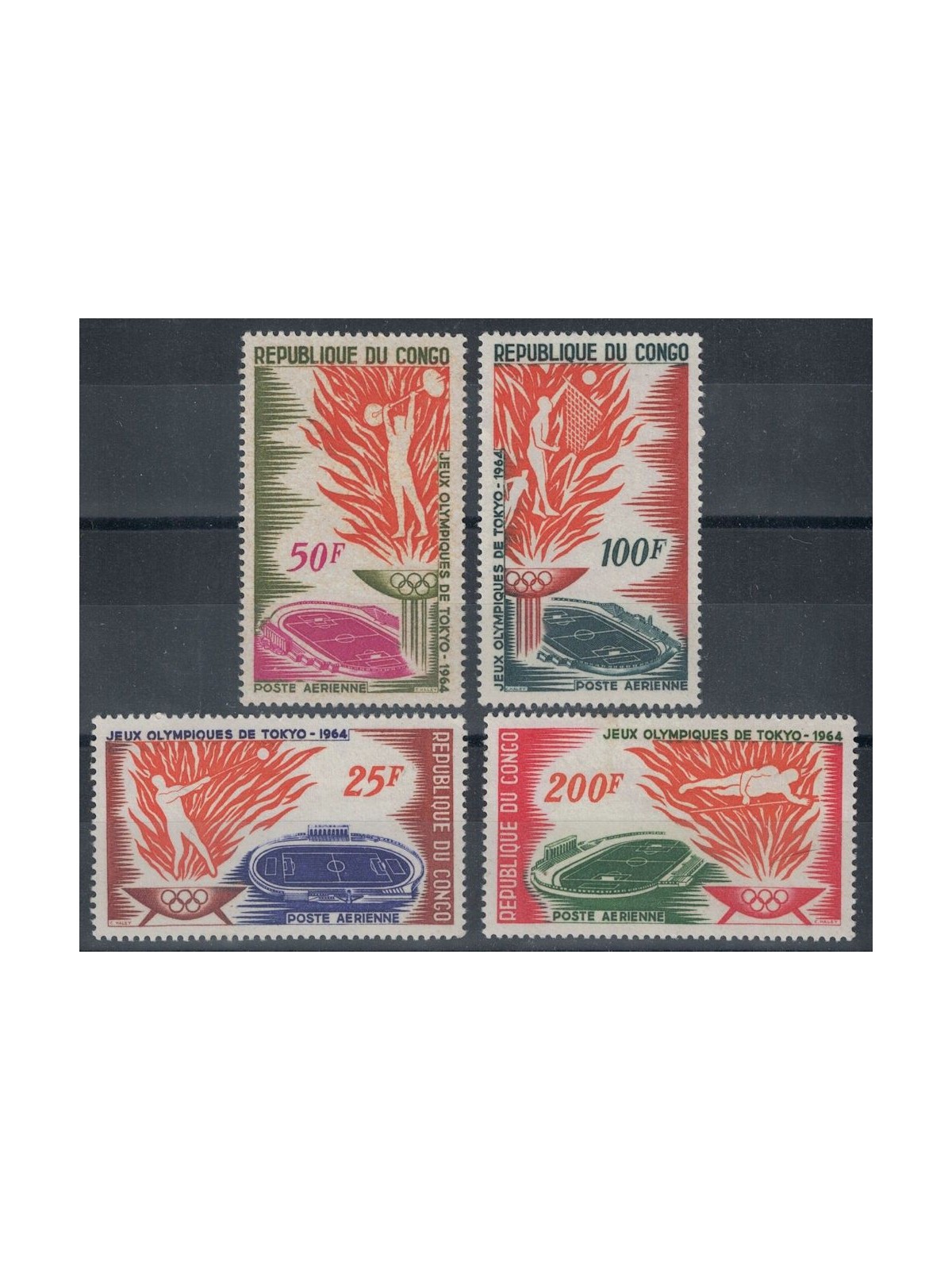 CONGO (BRAZZAVILLE) 1964 Olympic Games, airmail 4v MNH**