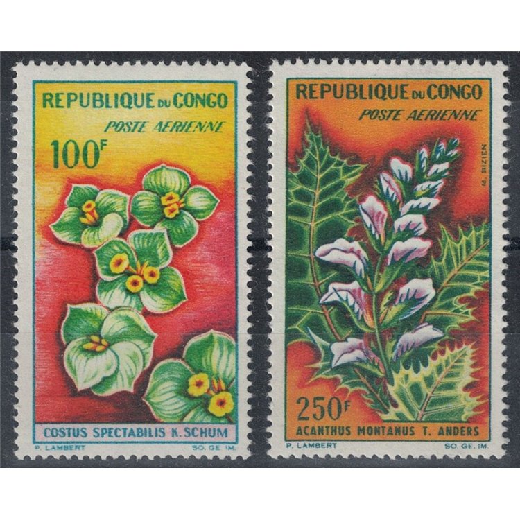 CONGO (BRAZZAVILLE) 1963 Flowers, airmail 2v MNH**