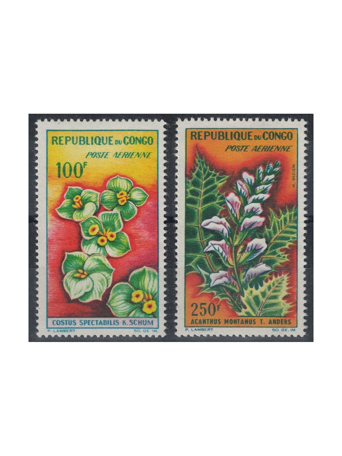 CONGO (BRAZZAVILLE) 1963 Flowers, airmail 2v MNH**