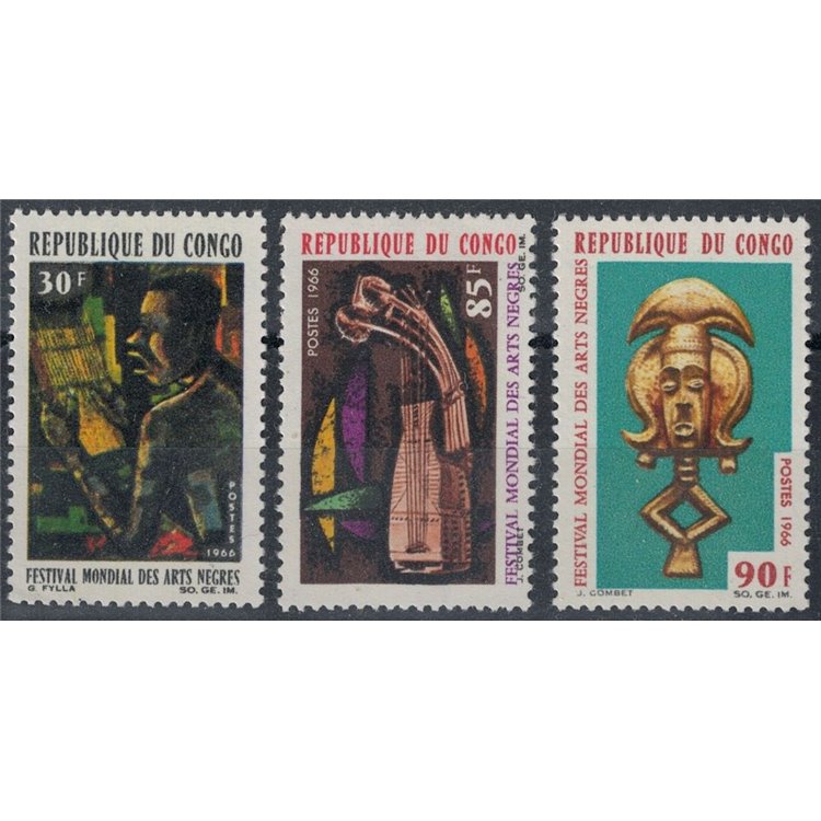 CONGO (BRAZZAVILLE) 1966 World Festival of Black Arts 3v MNH**