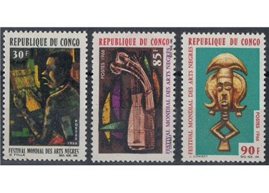 CONGO (BRAZZAVILLE) 1966 World Festival of Black Arts 3v MNH**