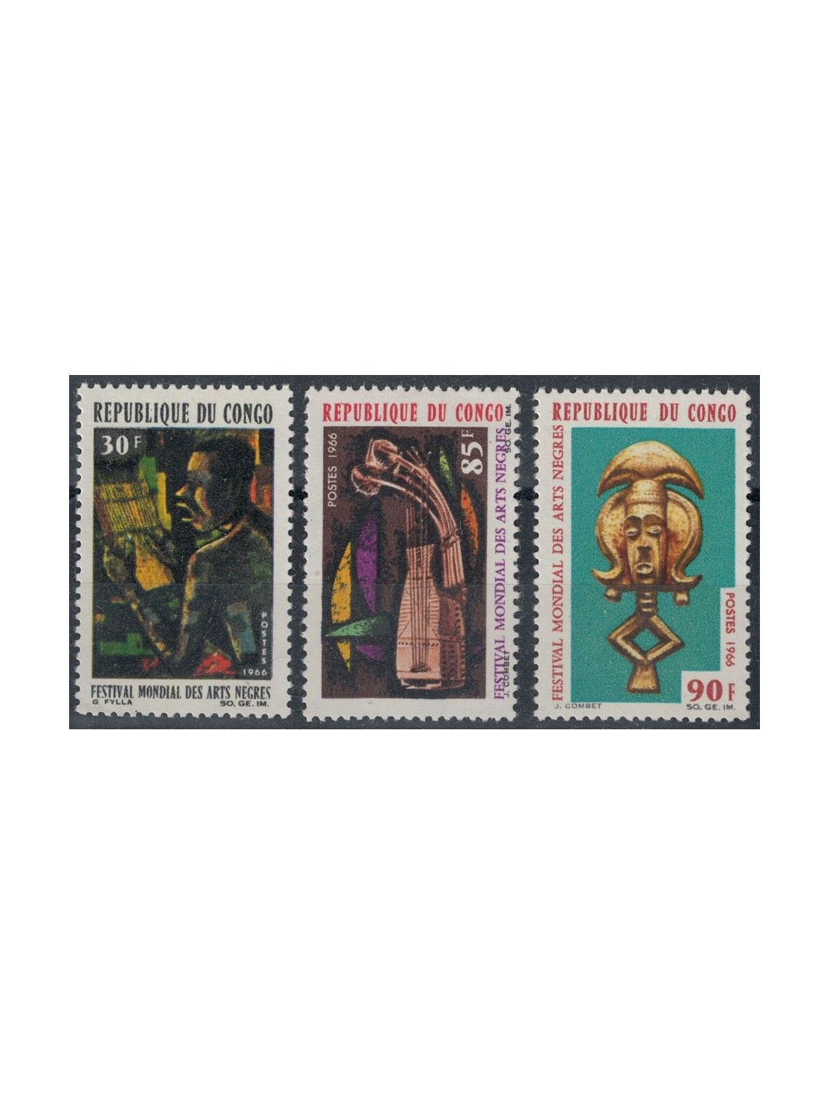 CONGO (BRAZZAVILLE) 1966 World Festival of Black Arts 3v MNH**