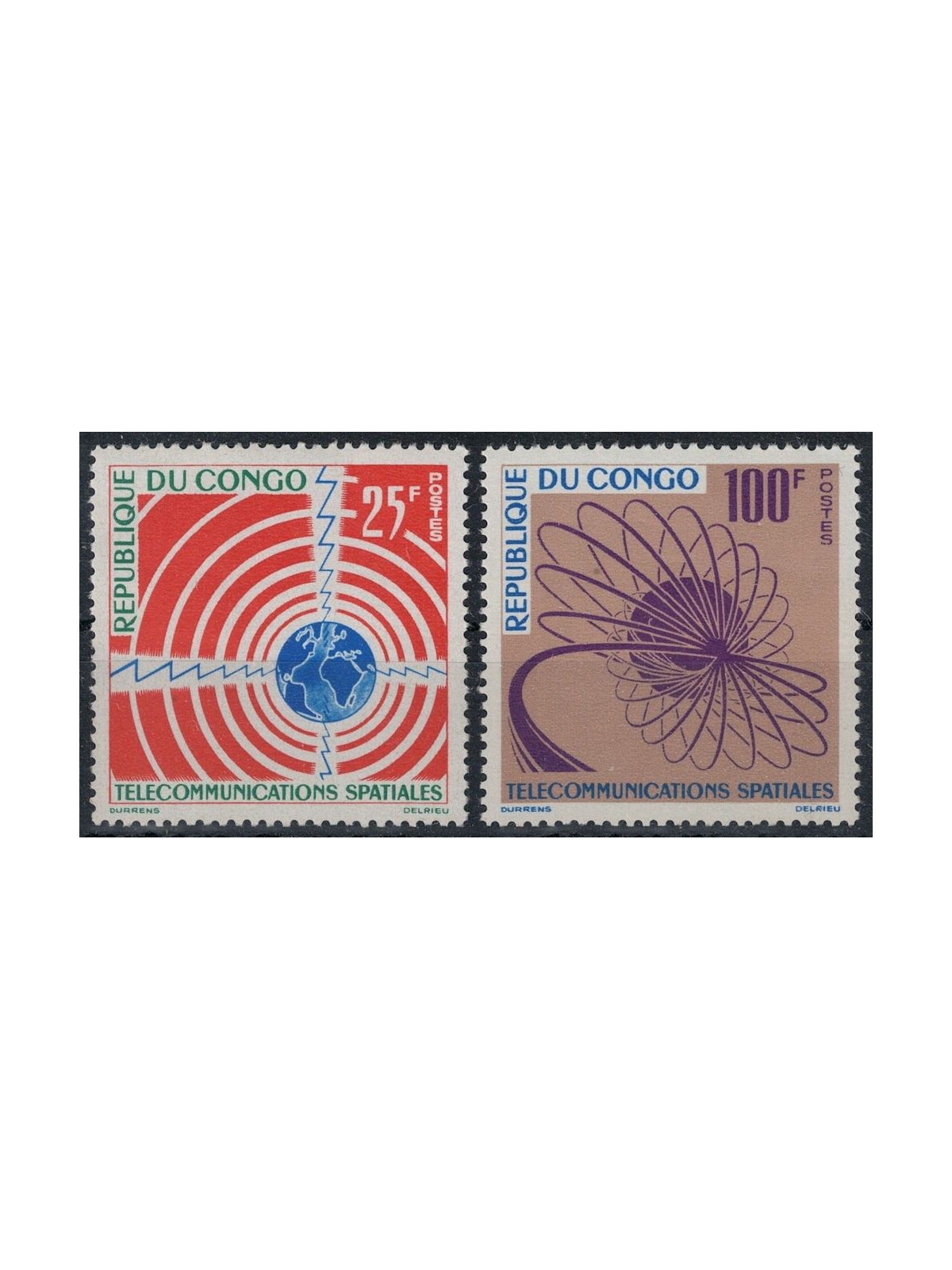 CONGO (BRAZZAVILLE) 1963 Space Telecommunications 2v MNH**