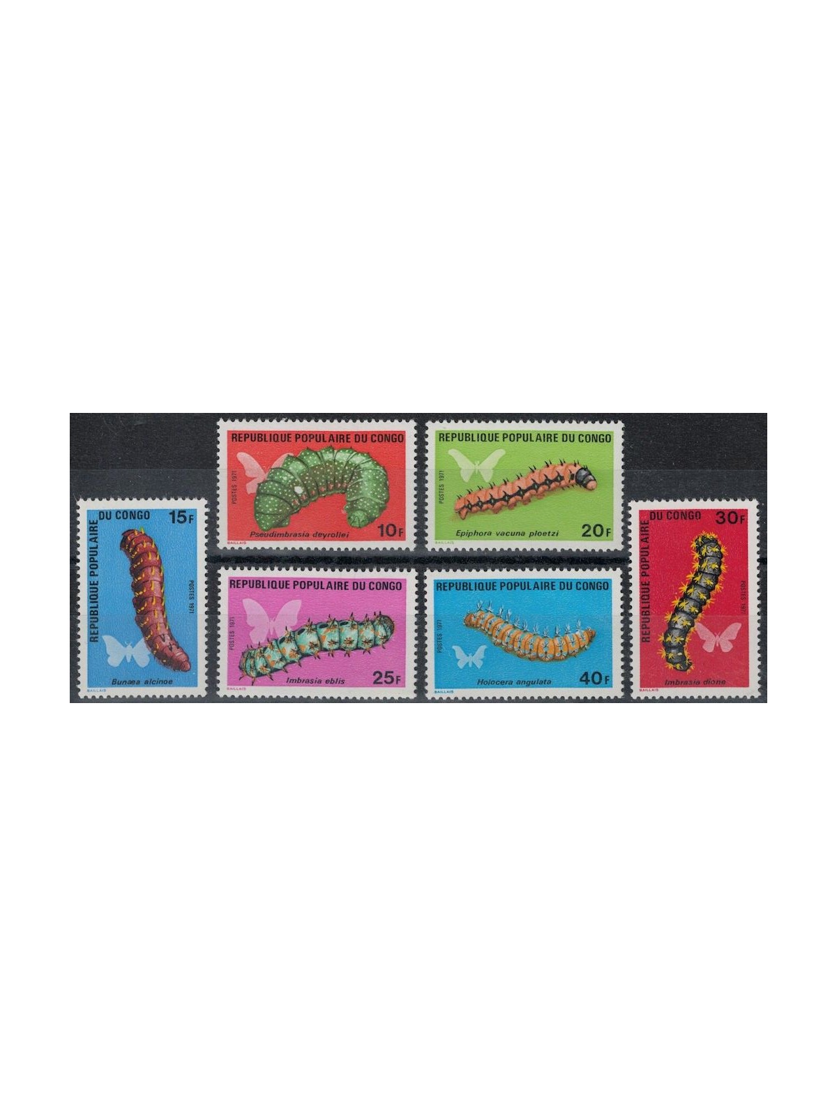 CONGO (BRAZZAVILLE) 1971 Fauna, bruchi 6v MNH**