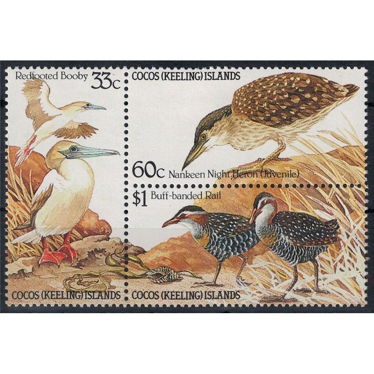 COCOS 1985 Fauna, birds 3v MNH**