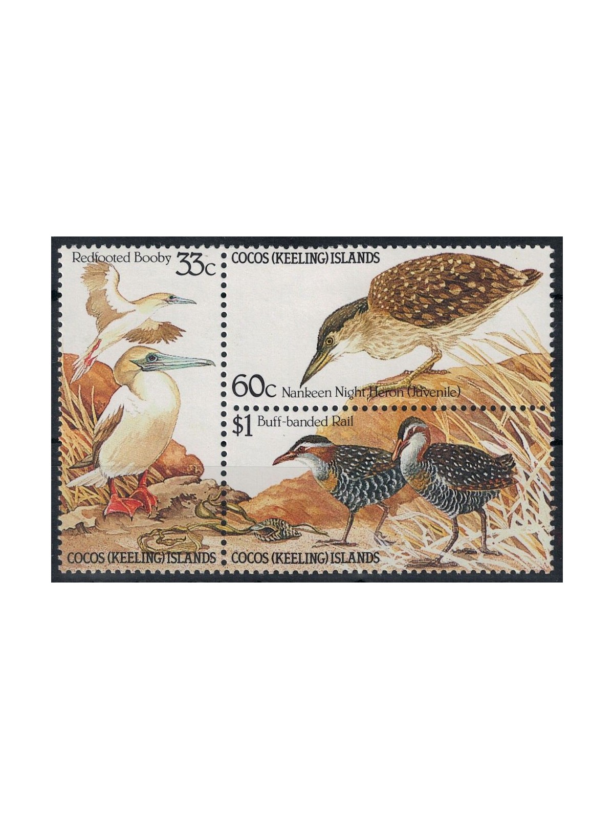 COCOS 1985 Fauna, birds 3v MNH**