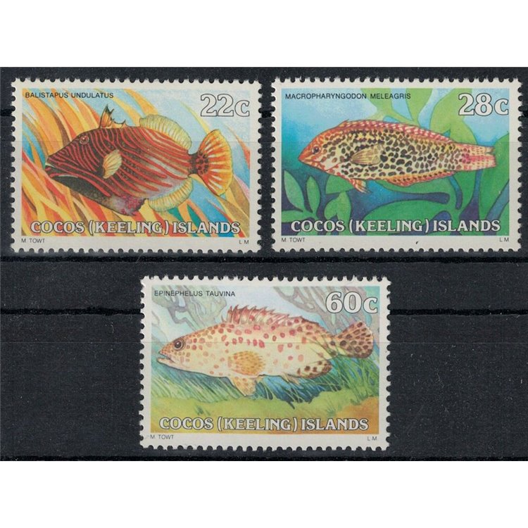 COCOS 1980 Ordinary series, fish (III) 3v MNH**