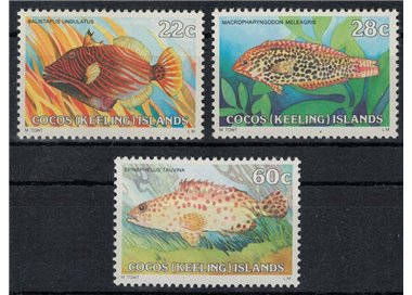 COCOS 1980 Ordinary series, fish (III) 3v MNH**
