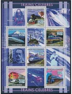 COMOROS 2009 Famous trains 6v MNH**