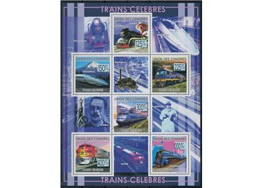 COMOROS 2009 Famous trains 6v MNH**
