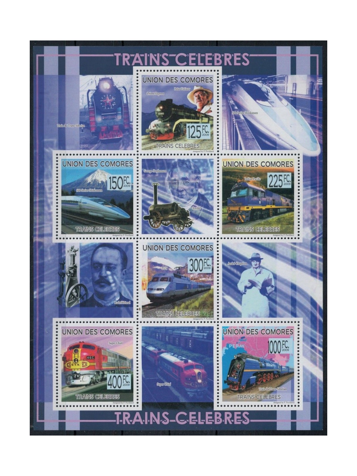 COMORE 2009 Treni famosi 6v MNH**