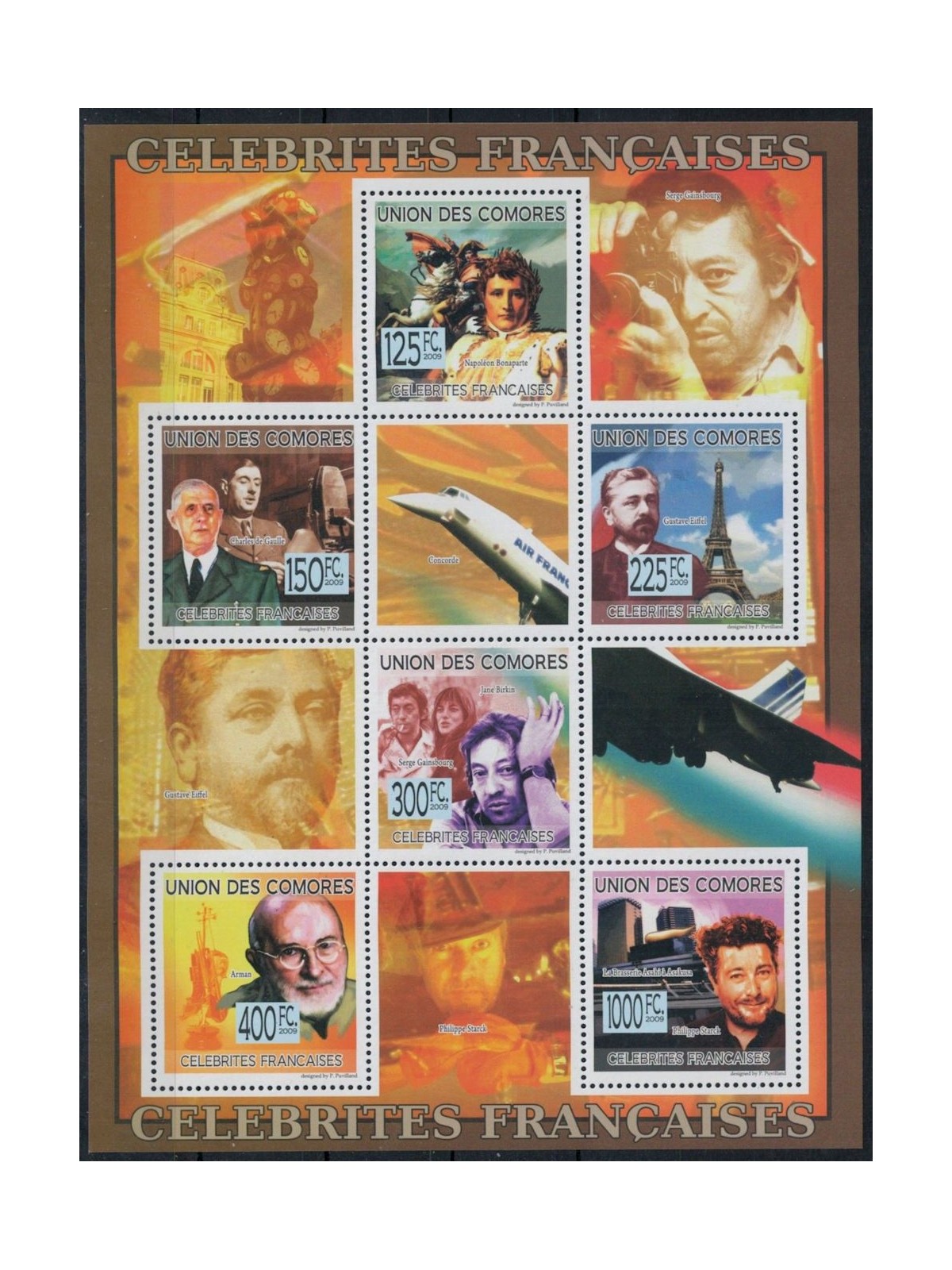 COMOROS 2009 French Personalities 6v MNH**