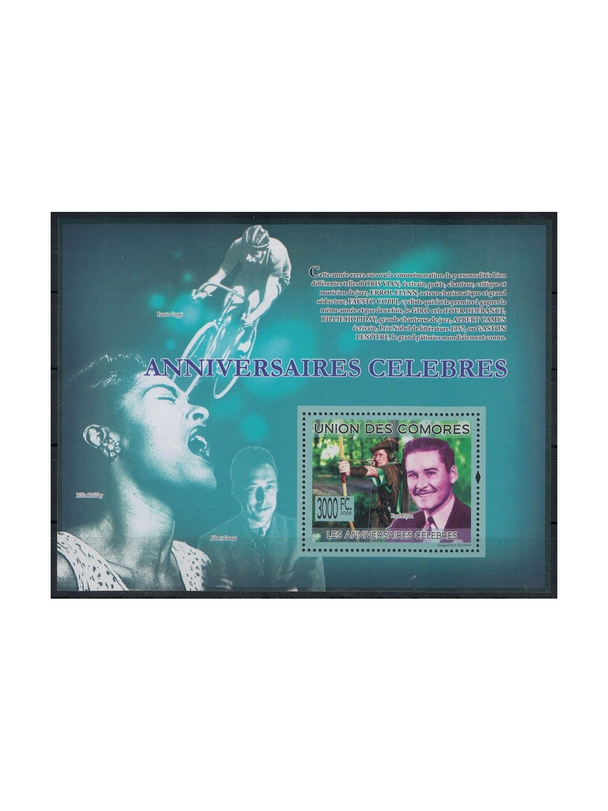COMOROS 2009 Famous Anniversaries (Errol Flynn) s/s MNH**