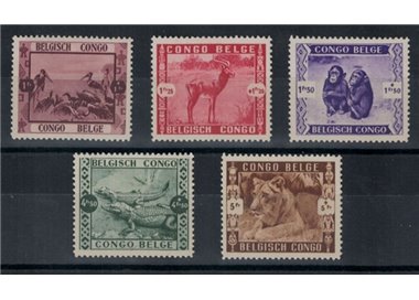 BELGIAN CONGO 1939 Leopoldville Zoo 5v MNH**