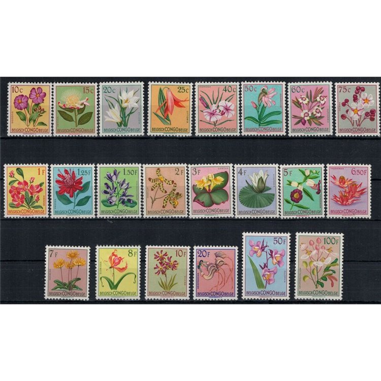 BELGIAN CONGO 1952 Ordinary series, flowers 22v MNH**