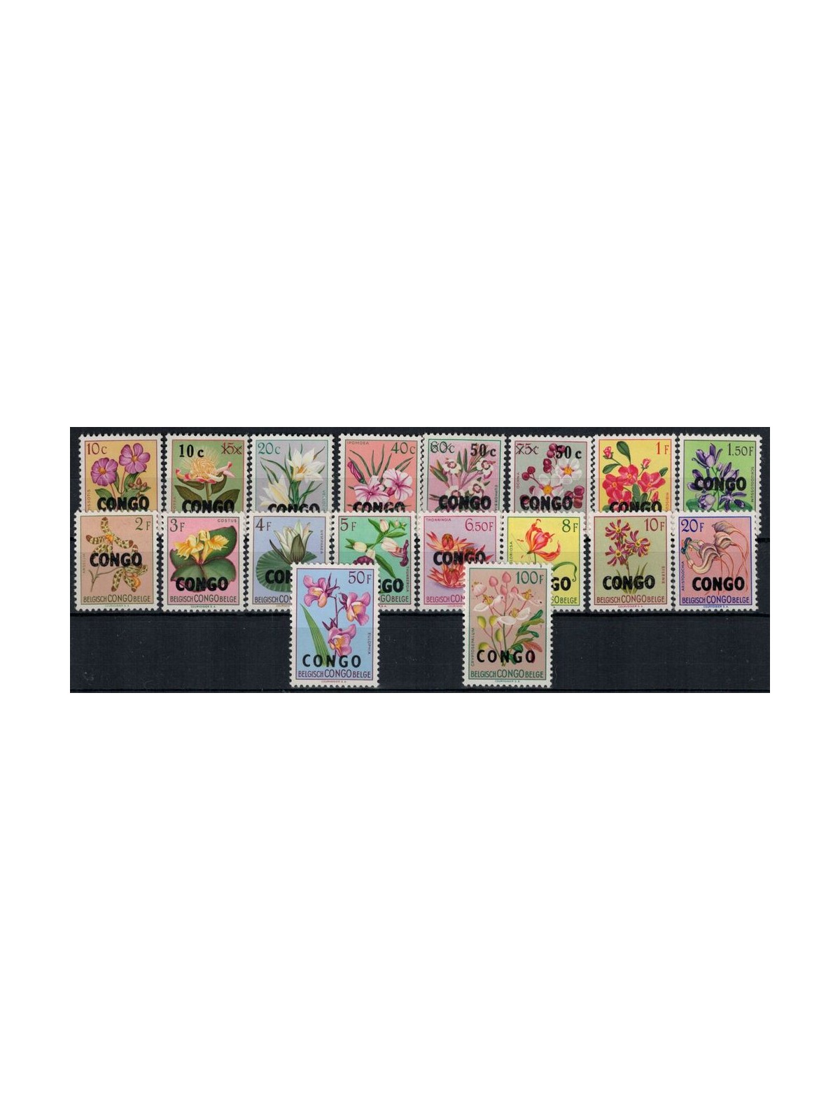 CONGO (KINSHASA) 1960 Flowers, overprinted 18v MNH**