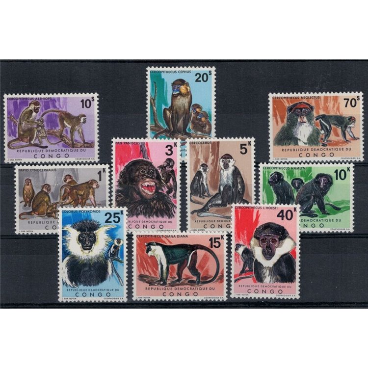 CONGO (KINSHASA) 1971 Fauna, monkeys 10v MNH**