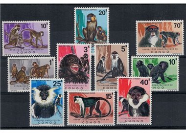 CONGO (KINSHASA) 1971 Fauna, monkeys 10v MNH**
