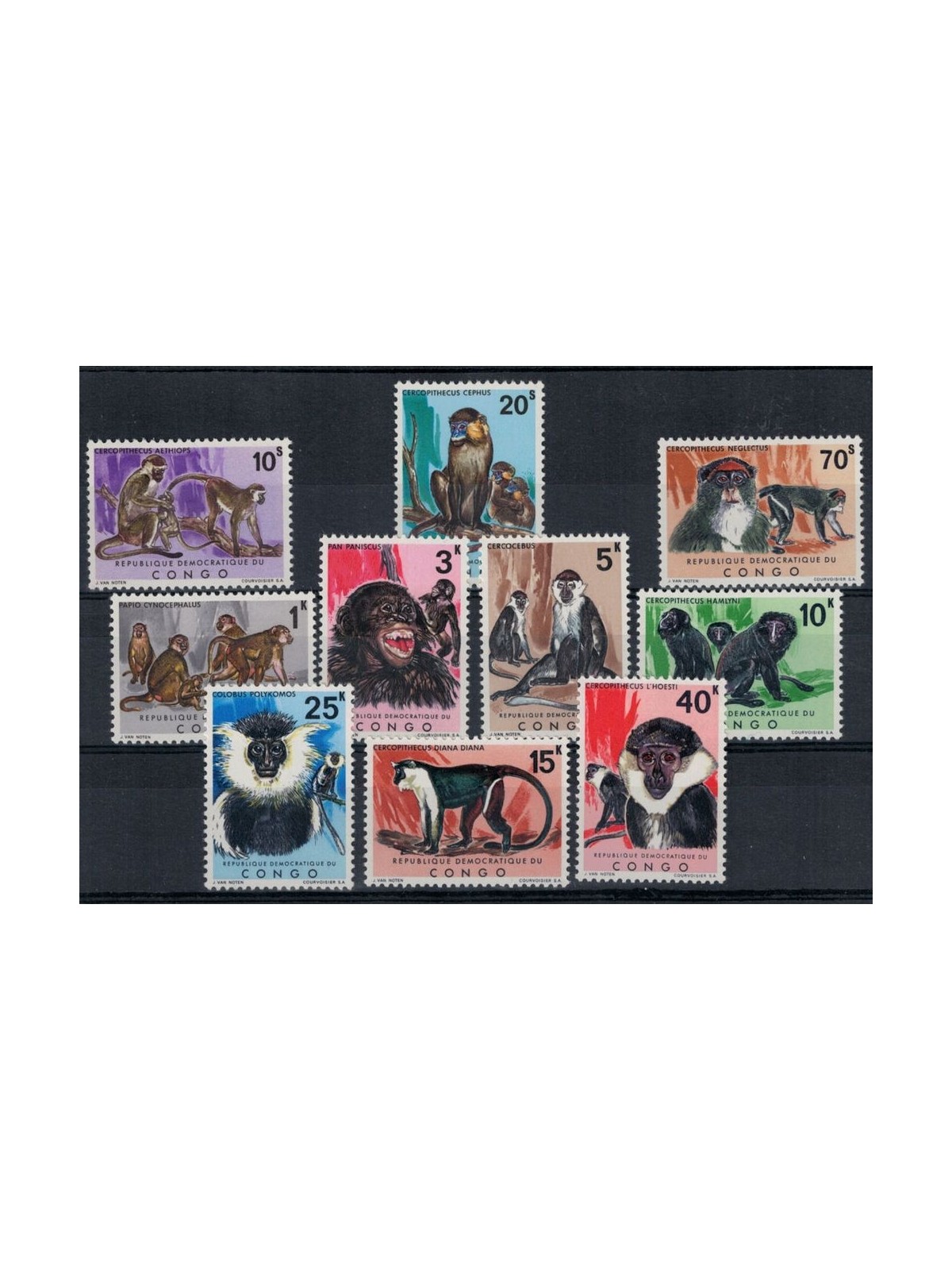 CONGO (KINSHASA) 1971 Fauna, monkeys 10v MNH**