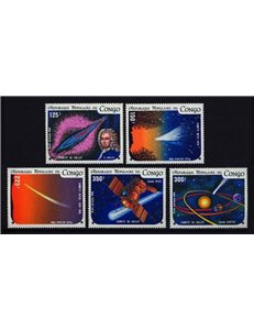 CONGO (KINSHASA) 1986 Halley's Comet, airmail 5v MNH**