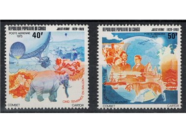 CONGO (BRAZZAVILLE) 1975 Jules Verne, airmail 2v MNH**