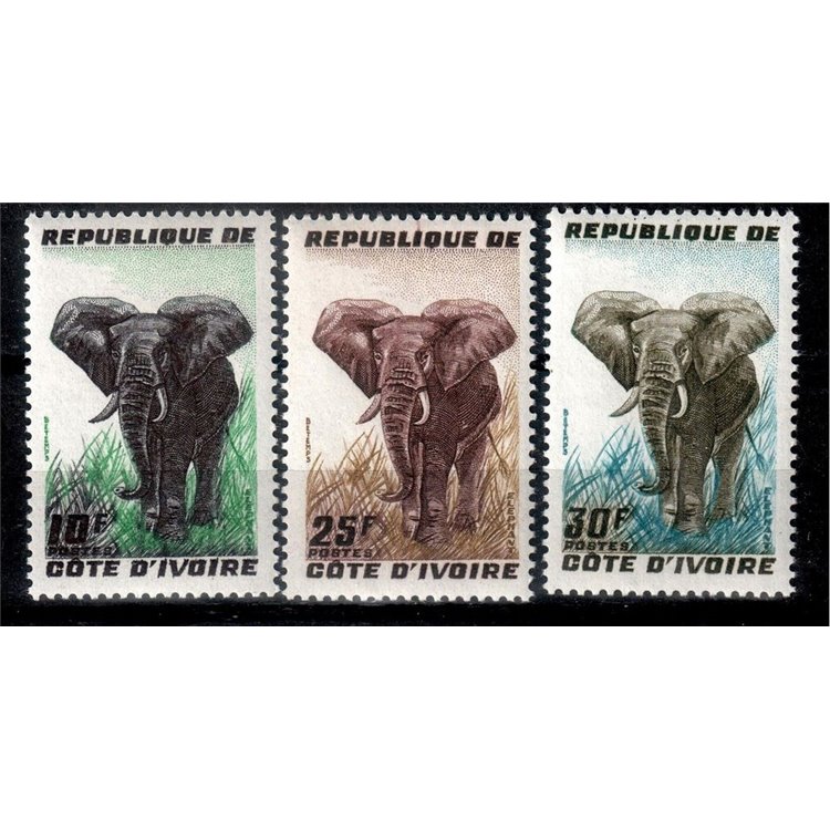 IVORY COAST 1959 Autonomous Republic, elephants 3v MNH**
