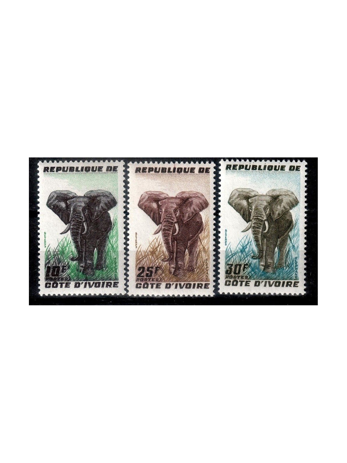 COSTA D'AVORIO 1959 Repubblica autonoma, elefanti 3v MNH**