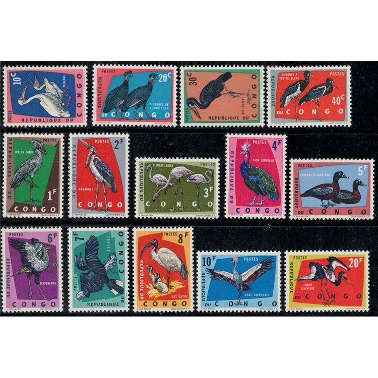 CONGO (KINSHASA) 1963 Uccelli protetti 14v MNH**