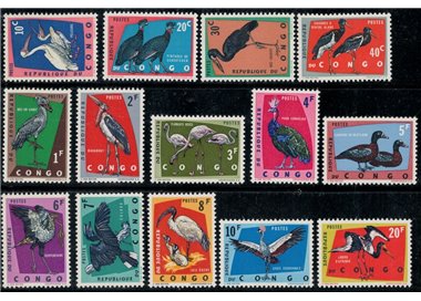 CONGO (KINSHASA) 1963 Uccelli protetti 14v MNH**