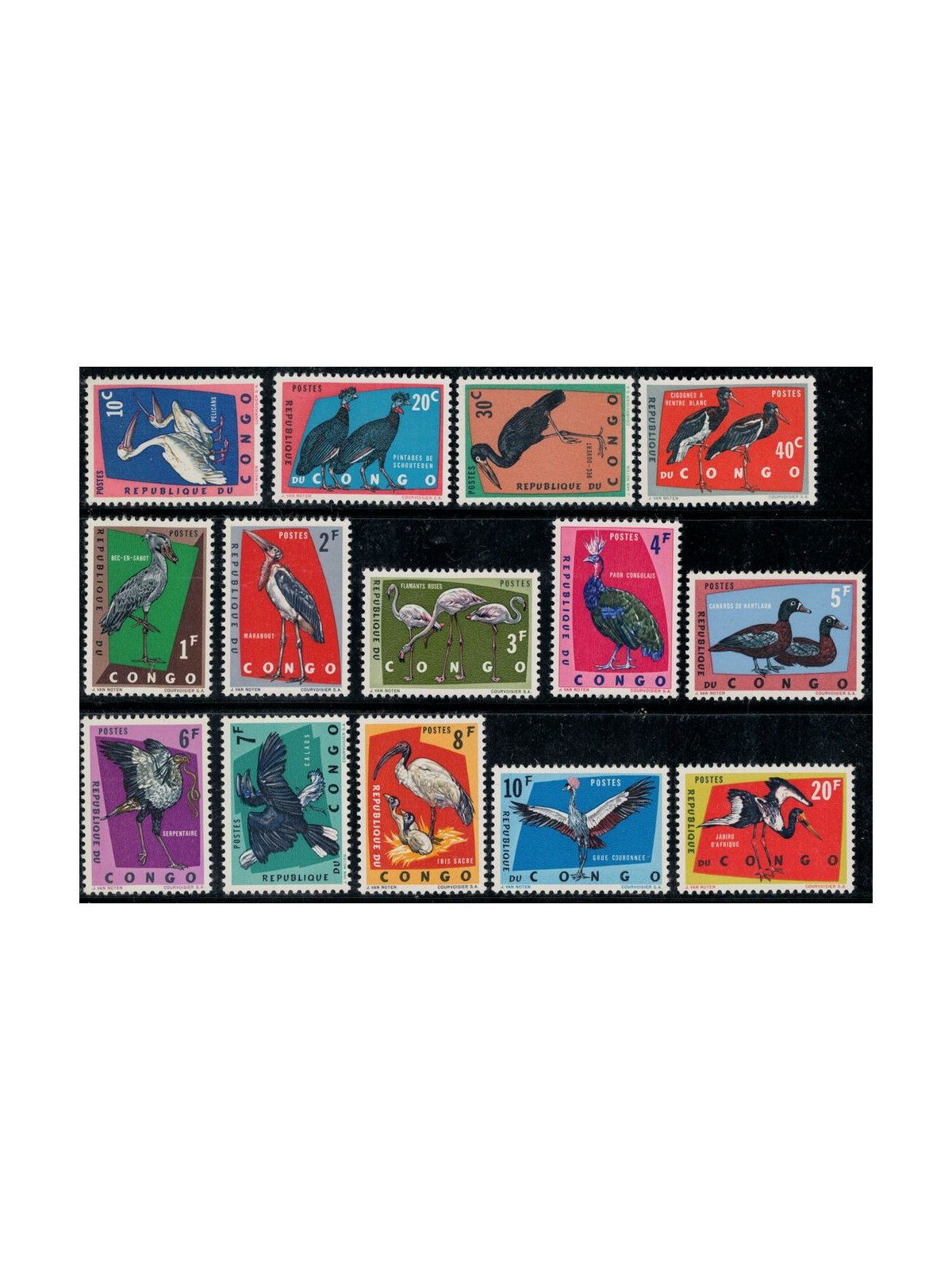 CONGO (KINSHASA) 1963 Uccelli protetti 14v MNH**
