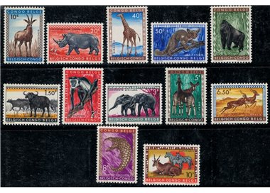 BELGIAN CONGO 1959 Ordinary set, wild animals 12v MNH**