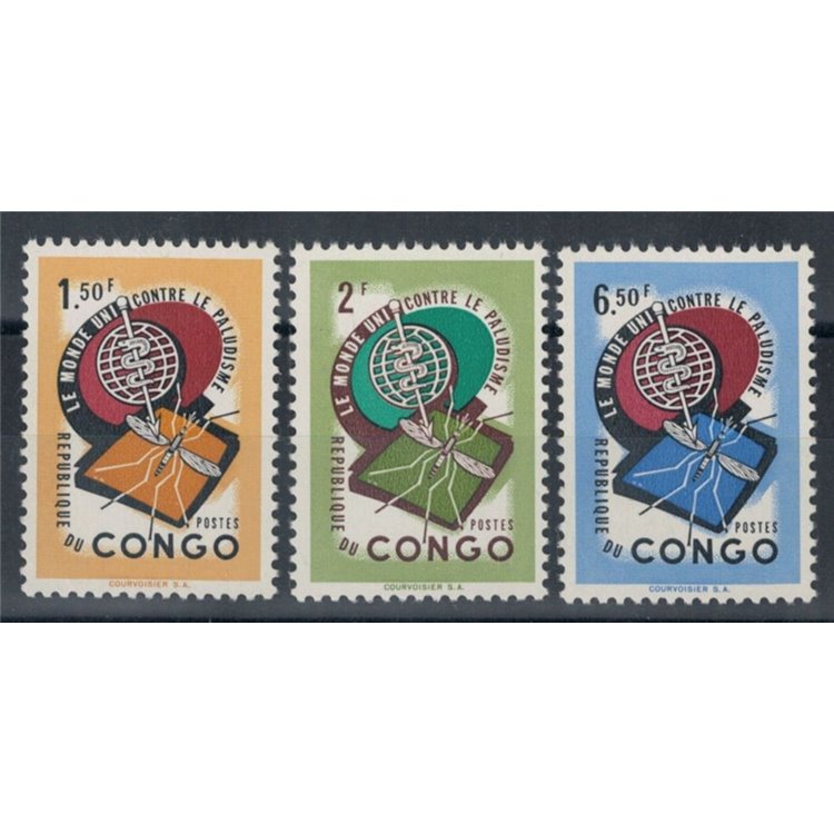 CONGO (KINSHASA) 1962 Lotta contro la malaria 3v MNH**