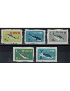 NORTH KOREA 1961 Ordinary set, fish 5v MNH**