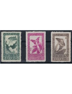 NORTH KOREA 1965 Butterflies, silk 3v MNH**