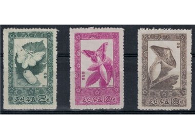 NORTH KOREA 1965 Butterflies, silk 3v MNH**