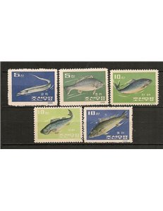 NORTH KOREA 1962 Ordinary set, fish 5v MNH**
