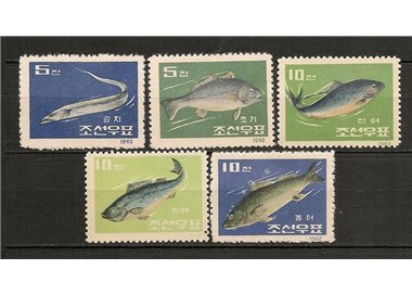 NORTH KOREA 1962 Ordinary set, fish 5v MNH**